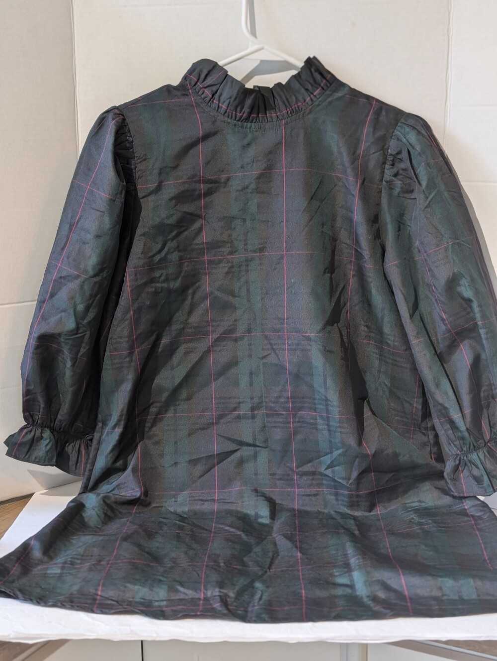 J Marie Katrina Plaid Tartan Ruffle Mock Neck Dresses XS Nwt Dark Academia